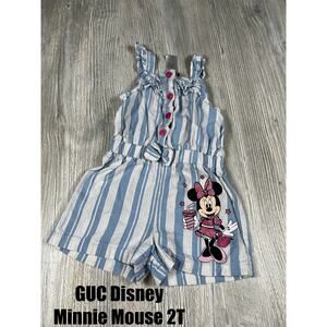 Minnie Mouse Striped Romper with pink glitter detail size 2T